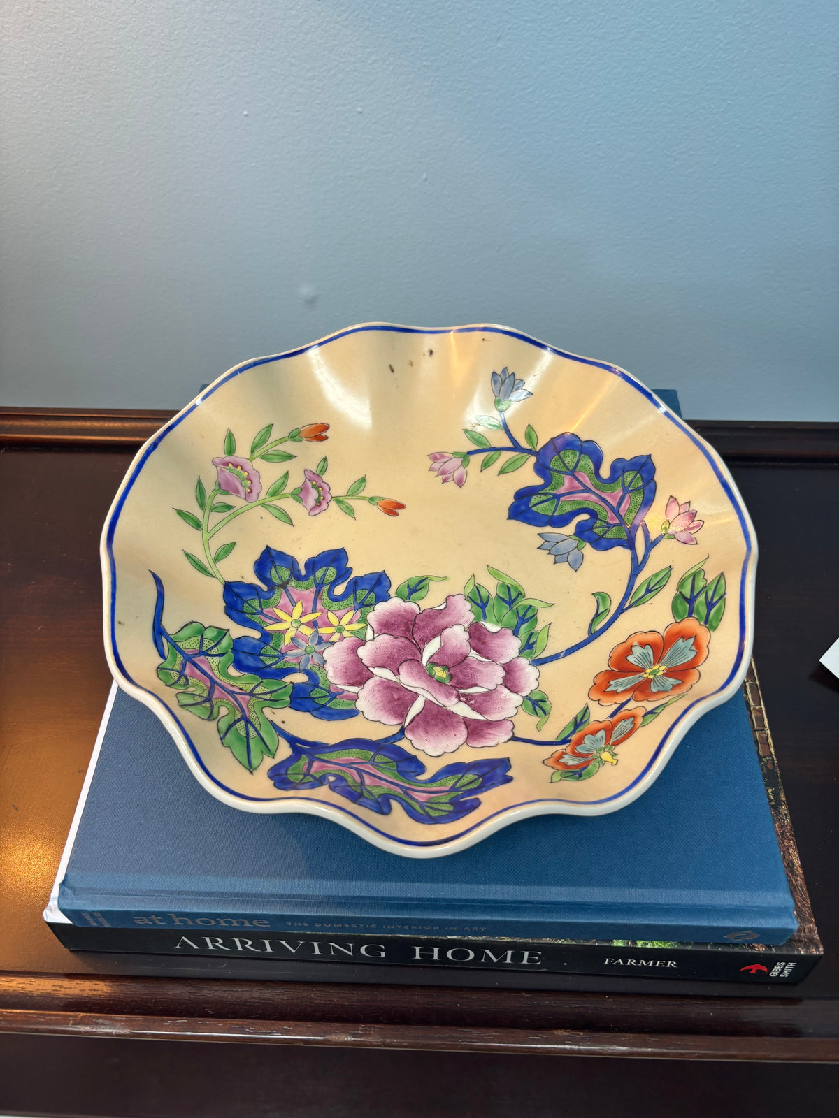 Yellow Floral Scalloped Bowl