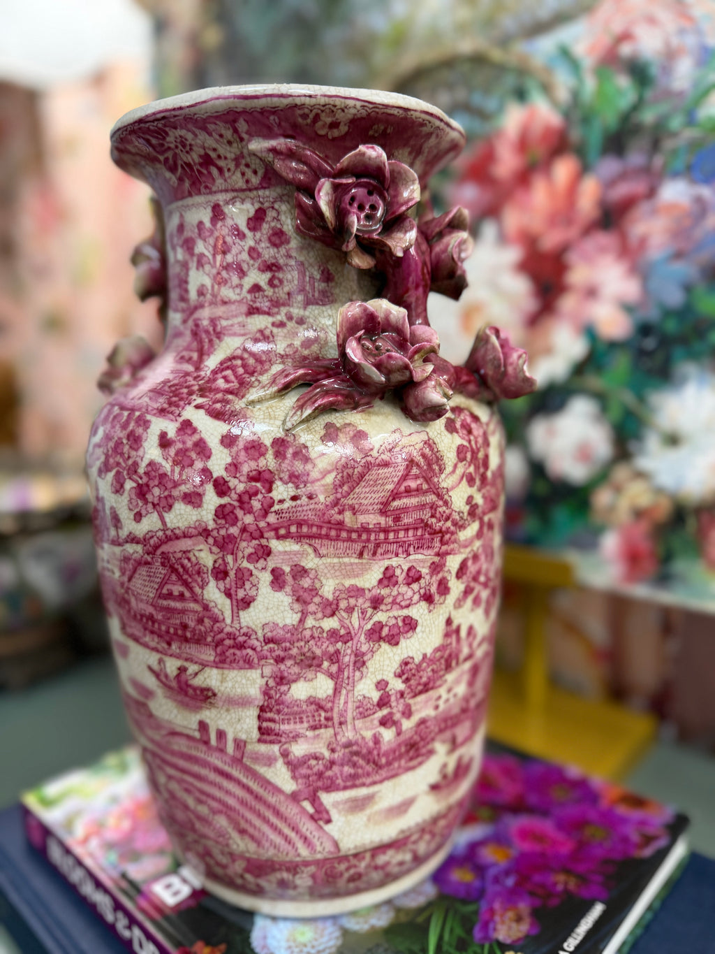 Pair of Pink and White Vases