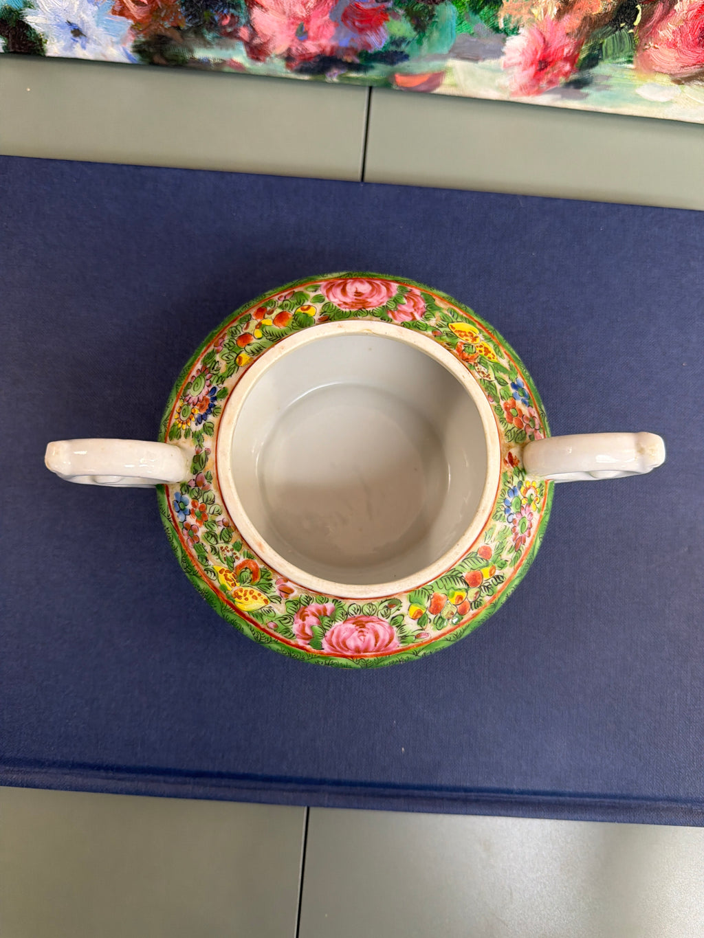 Antique Double Handled Bok Choy Sugar Dish *AS IS*