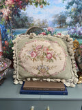 Pink Floral Needlepoint Pillow