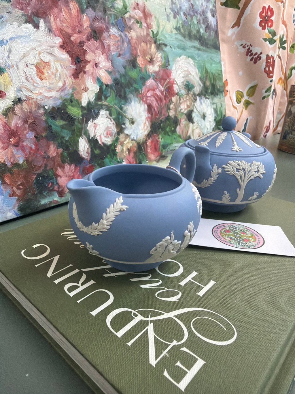 Blue Wedgwood Creamer and Sugar Set