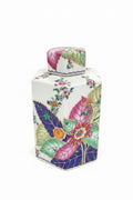 White Tobacco Leaf Hexagonal Jar