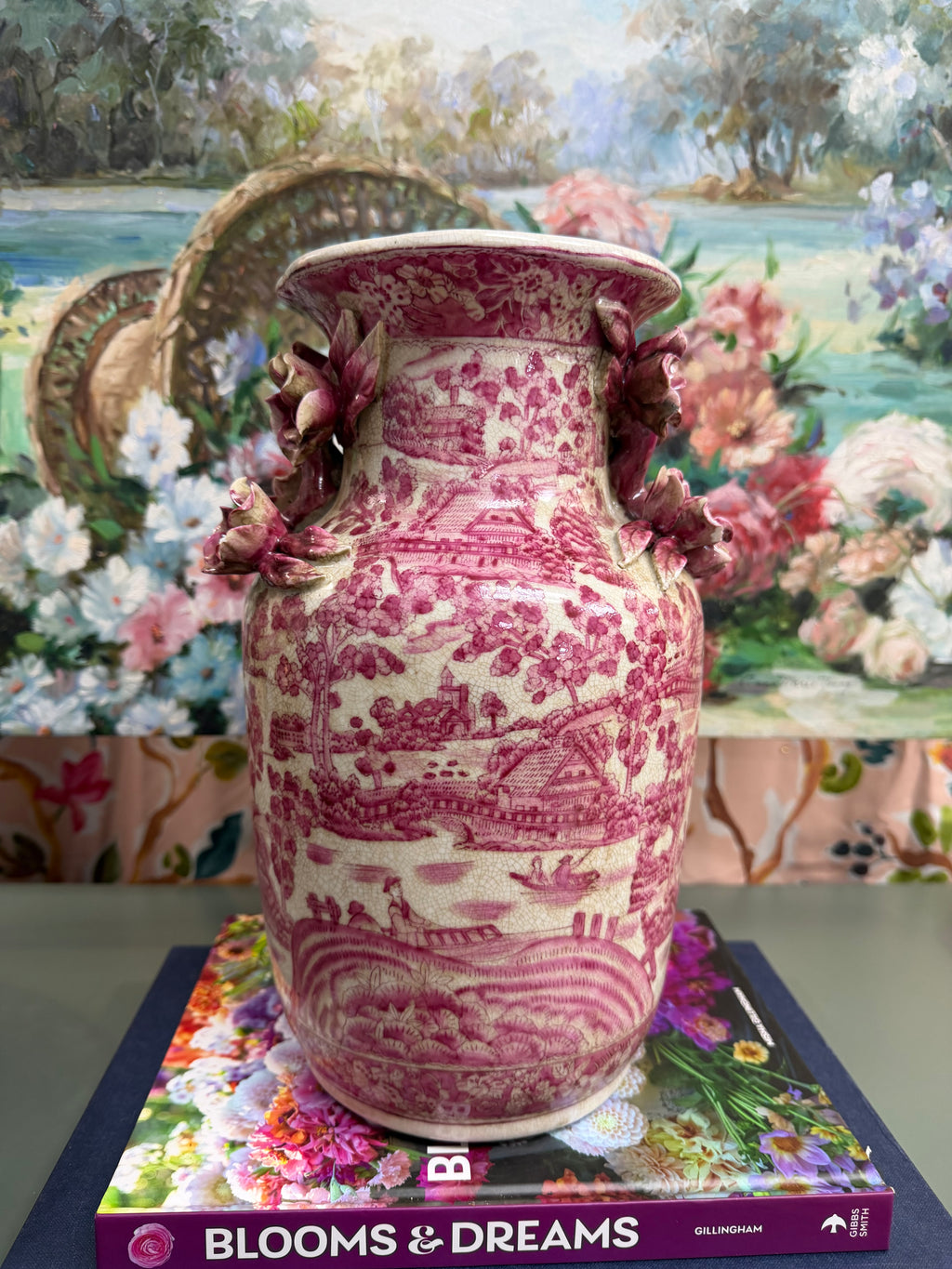 Pair of Pink and White Vases