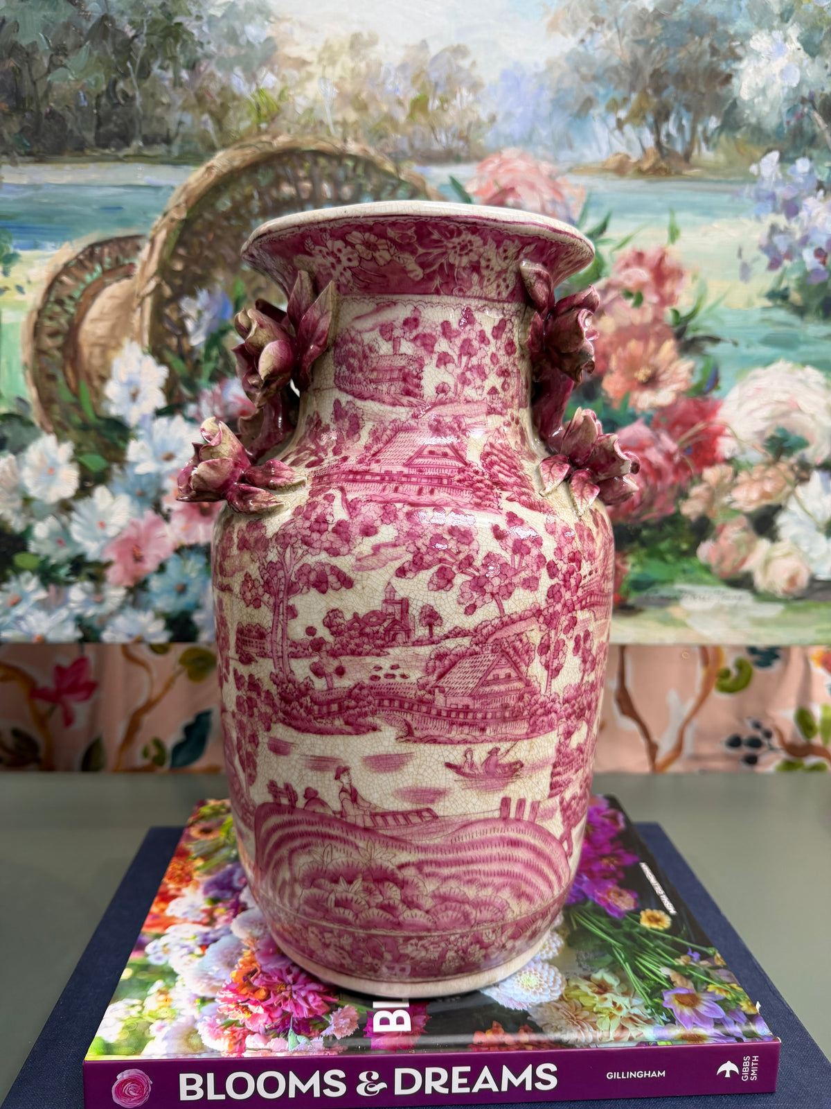Pair of Pink and White Vases