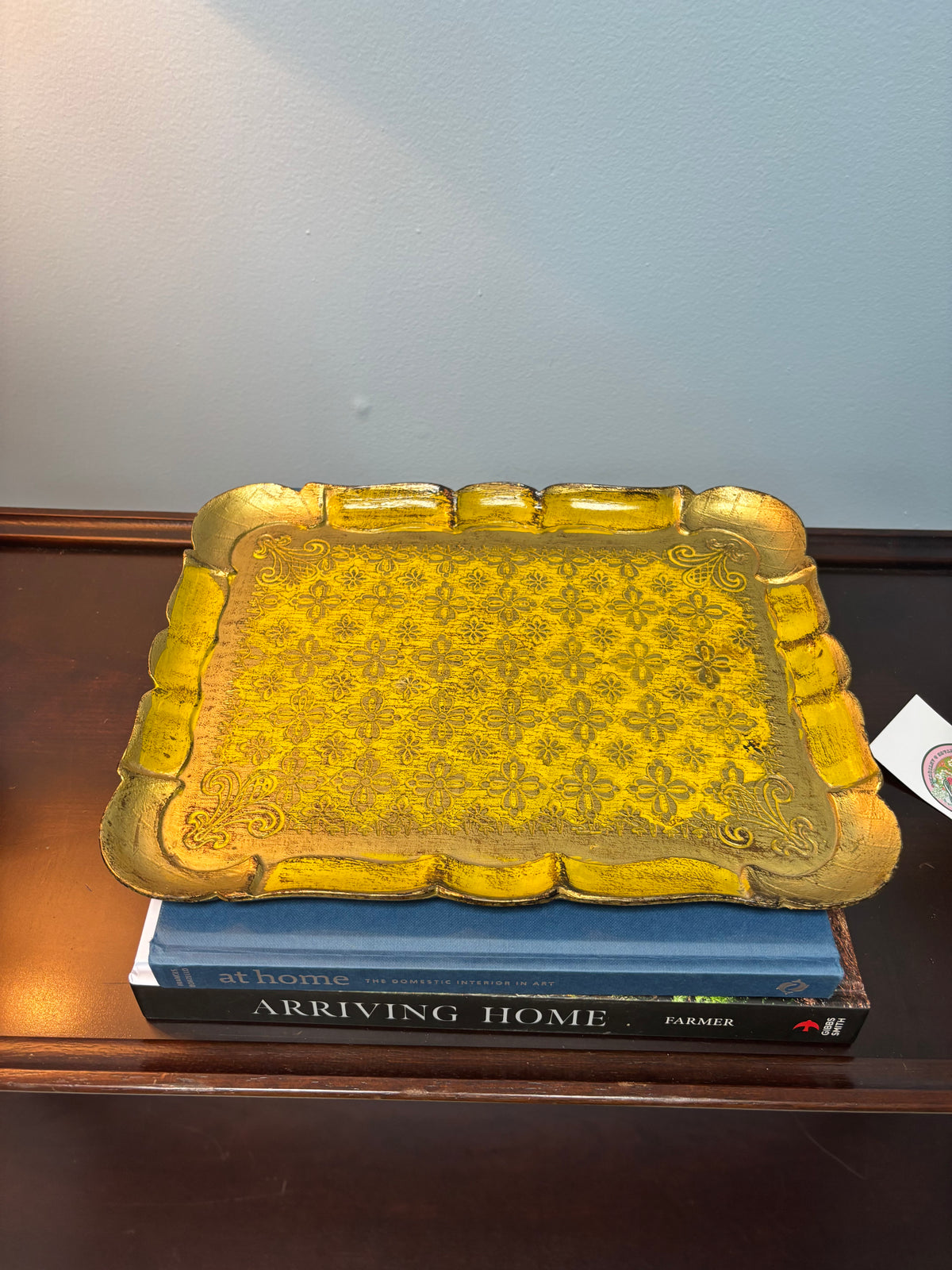 Yellow Rectangular Florentine Tray