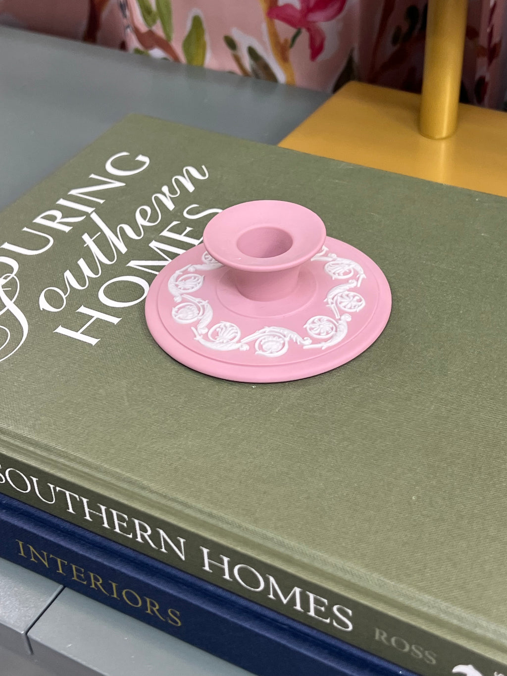 Singular Pink Wedgwood Candlestick