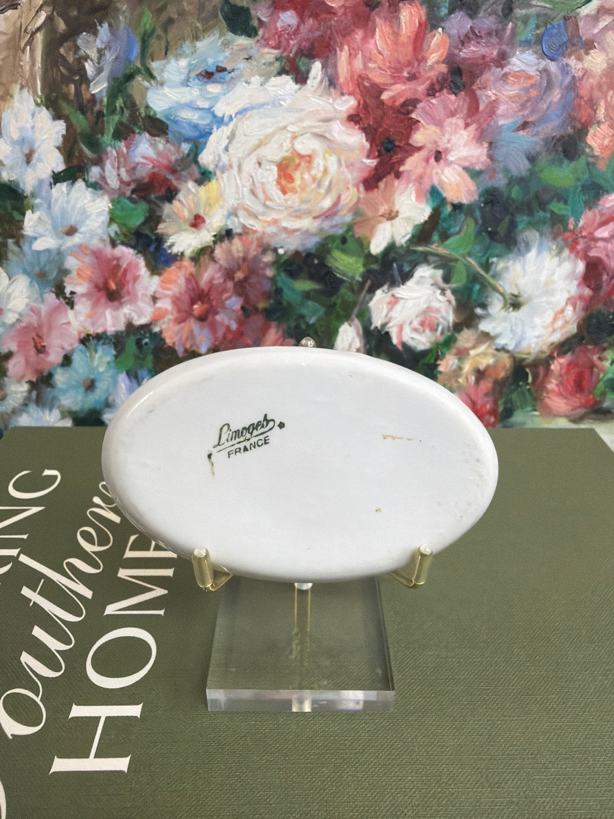 Brown Limoges Floral Trinket Dish
