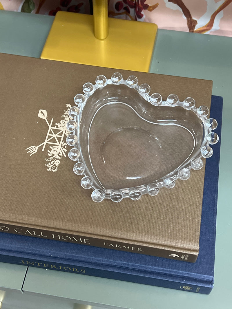 Large Bubble Class Heart Trinket Dish
