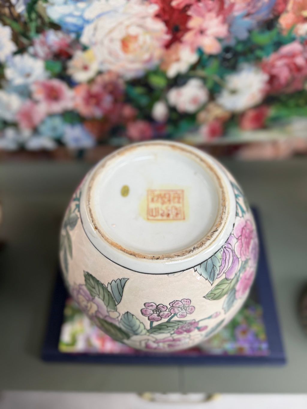 Pink Floral Ginger Jar