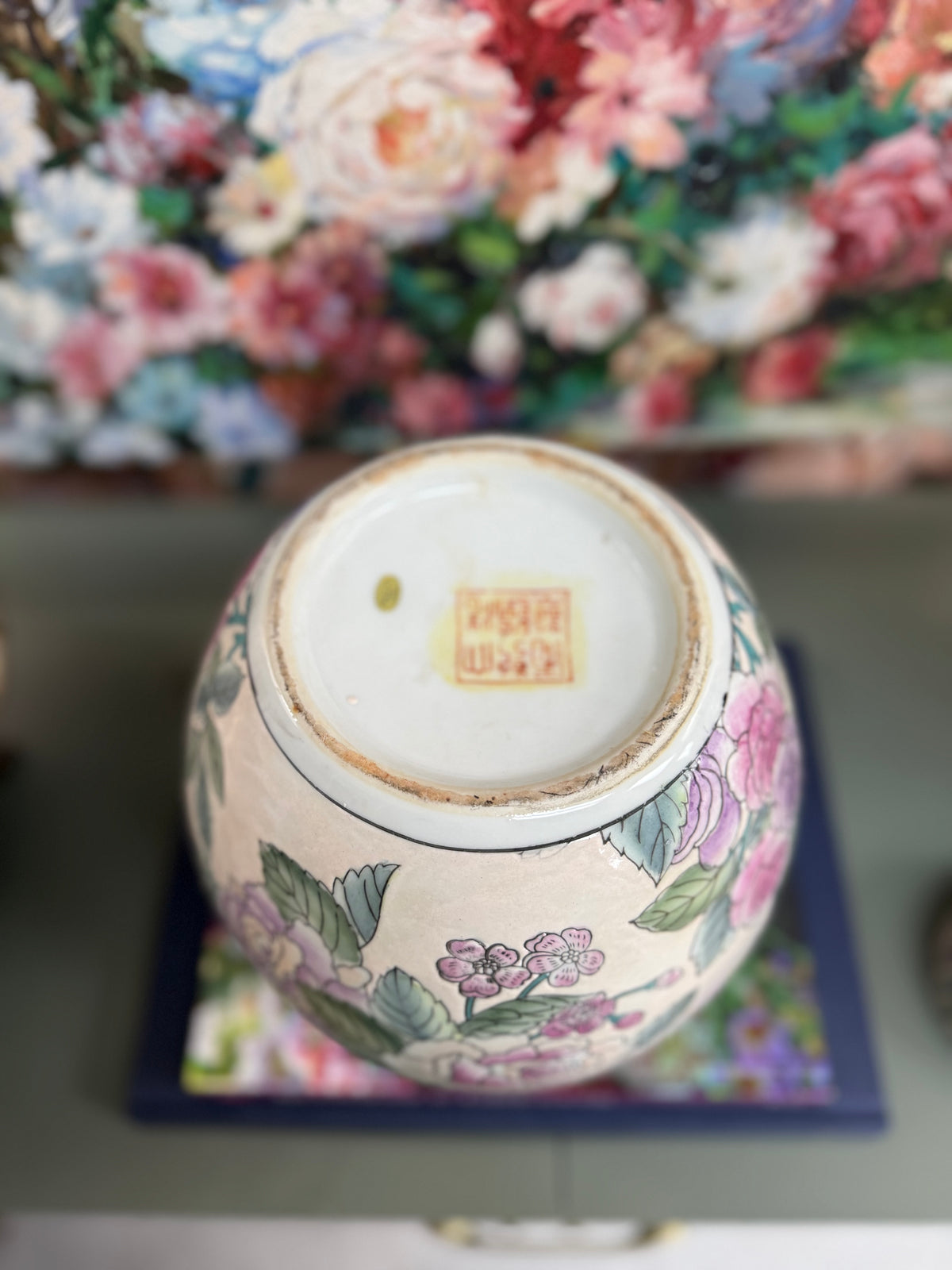 Pink Floral Ginger Jar