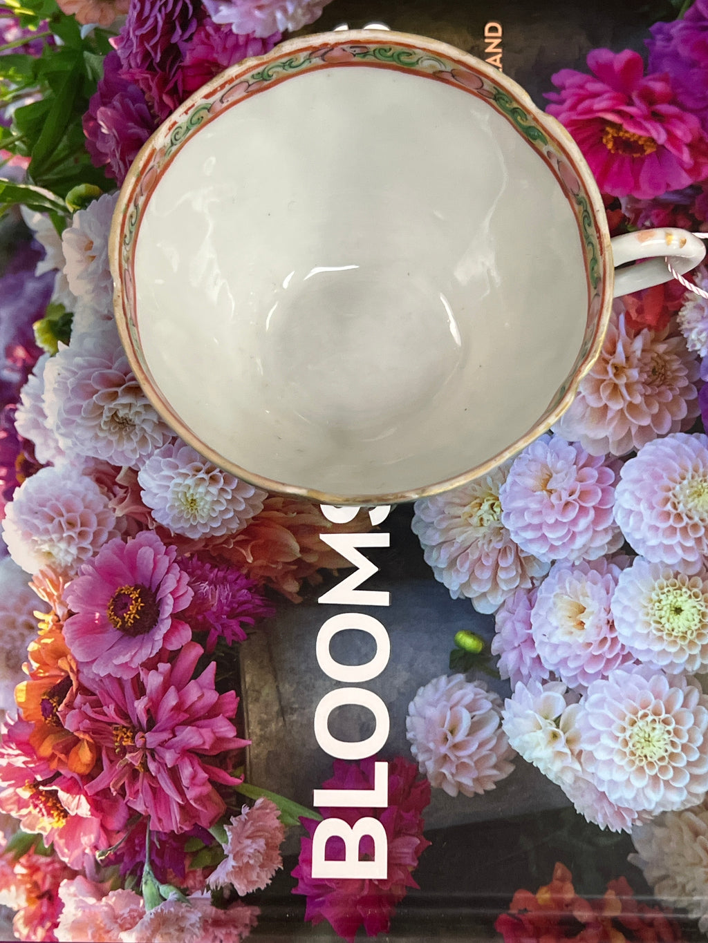 4” Scalloped Rose Canton Rimmed Bok Choy Teacup