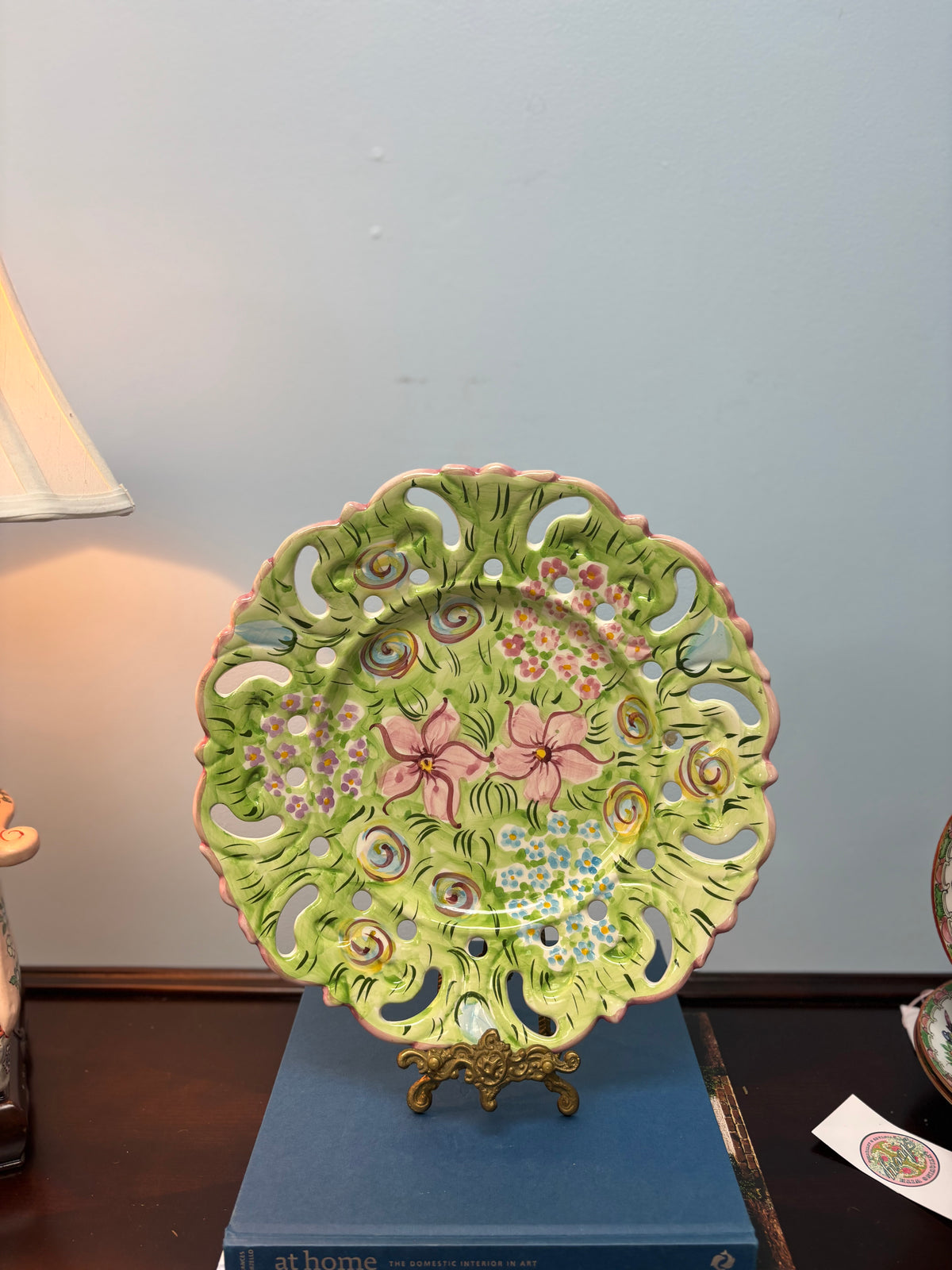 Large Hand Painted Green Portugal Plate