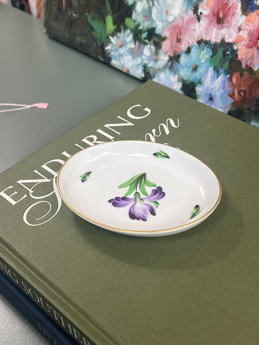 Purple Floral Herend Tray