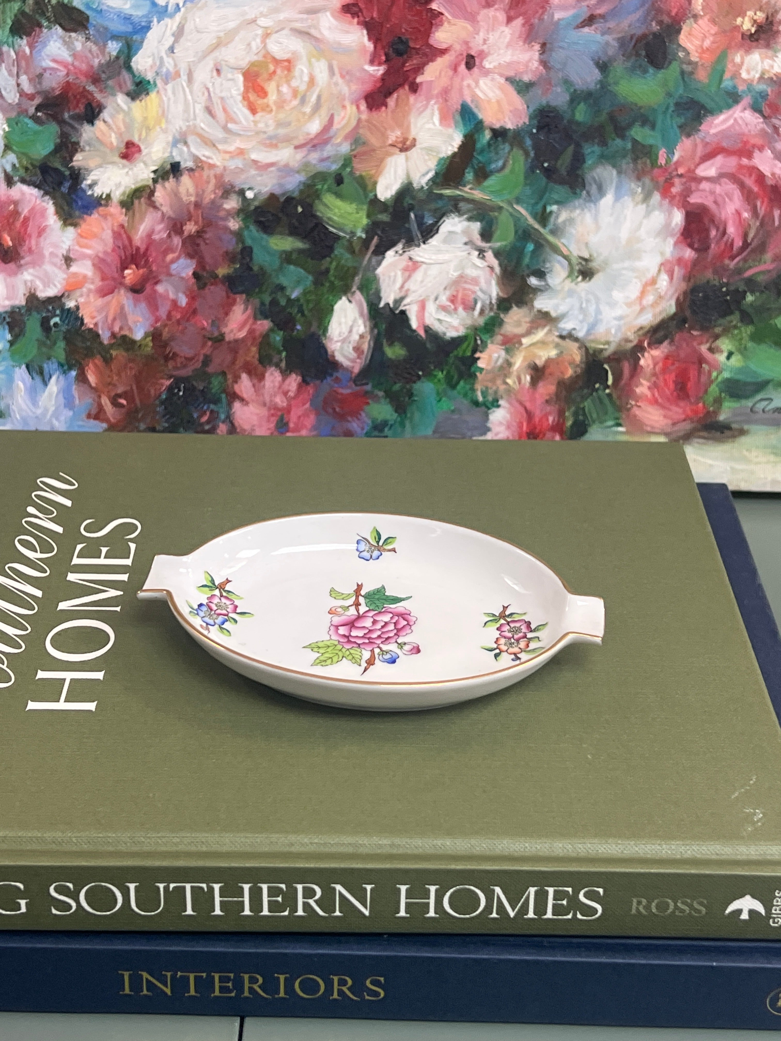 Pink Floral Herend Tray