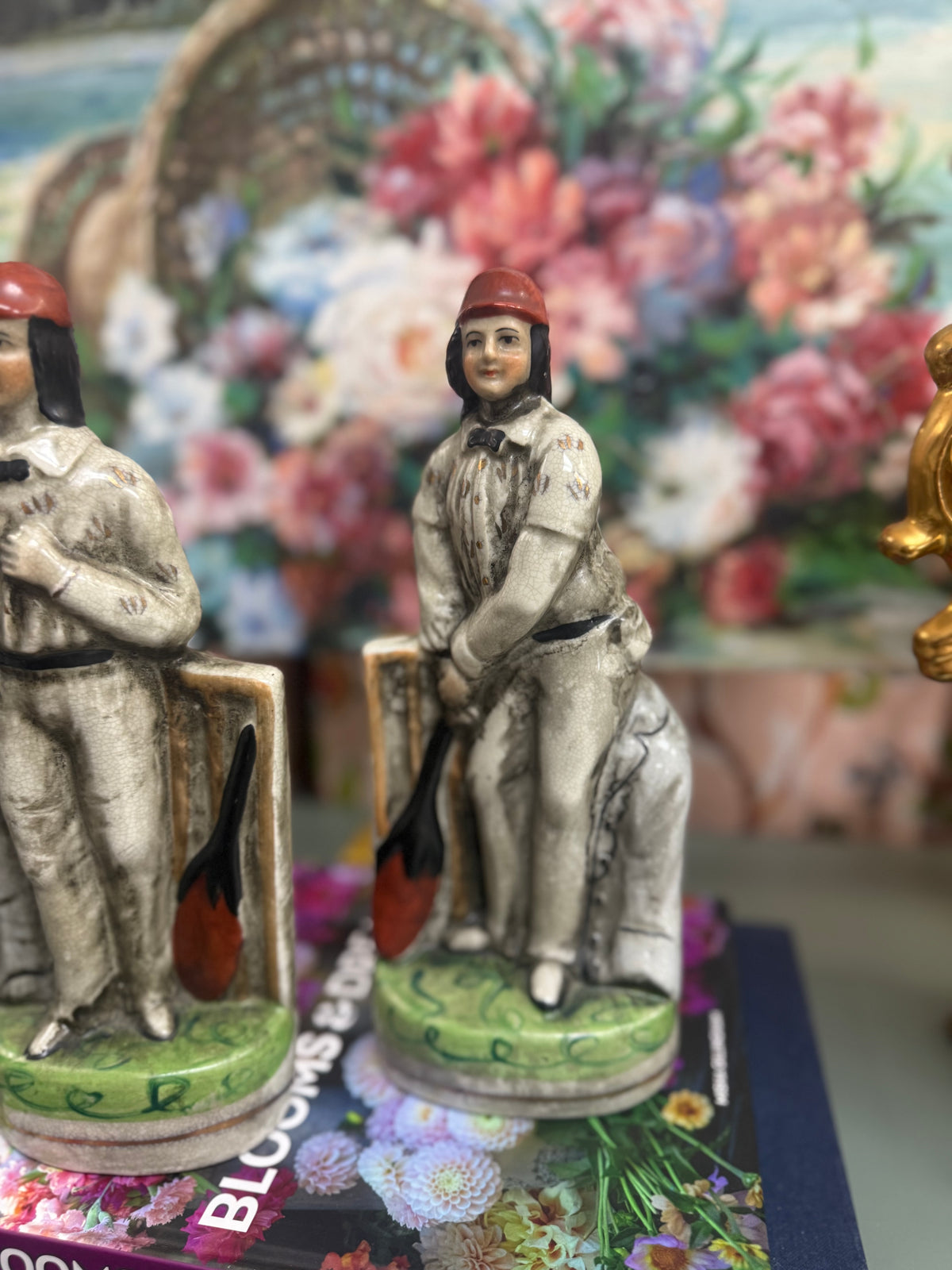 Pair of Staffordshire Cricket Figurines