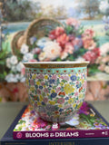 Vintage Medium White Floral Planter
