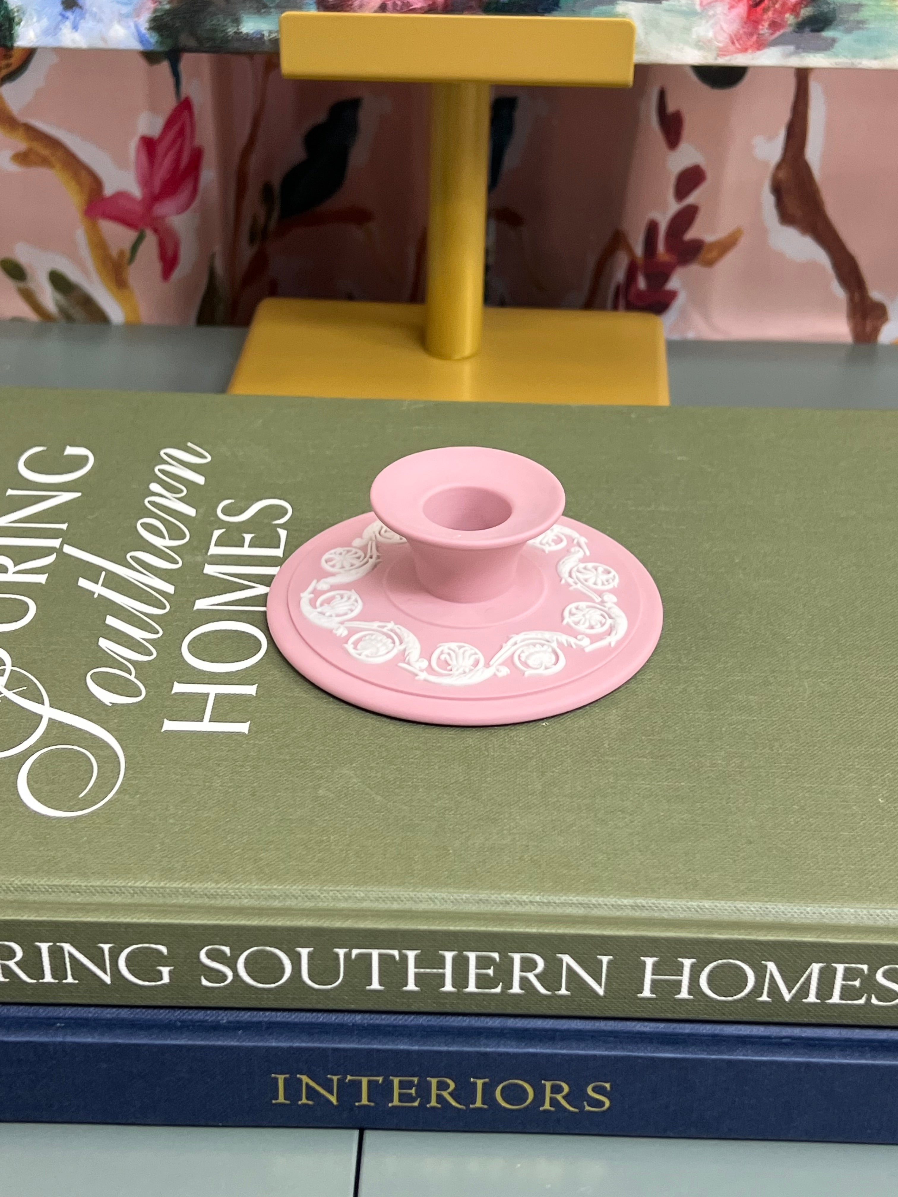 Singular Pink Wedgwood Candlestick
