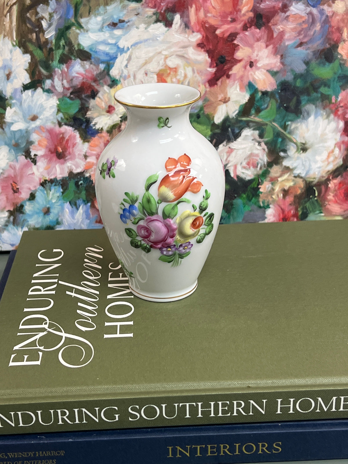 Colorful Floral Herend Bouquet Vase