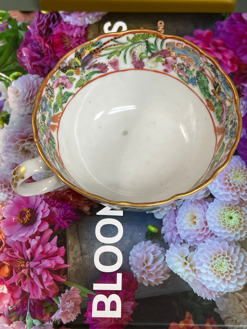 Antique Scalloped Rose Medallion Tea Cup