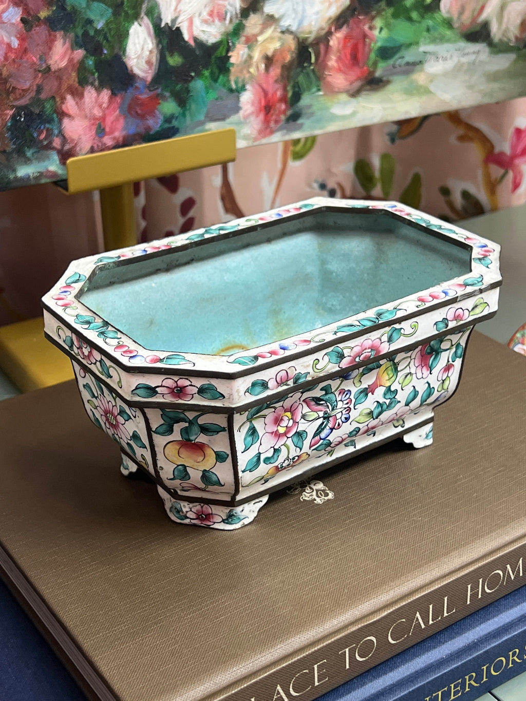 Cloissone Floral Butterfly Planter