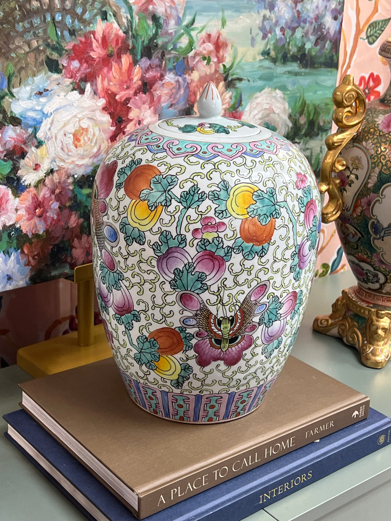 Colorful Butterly Temple Jar