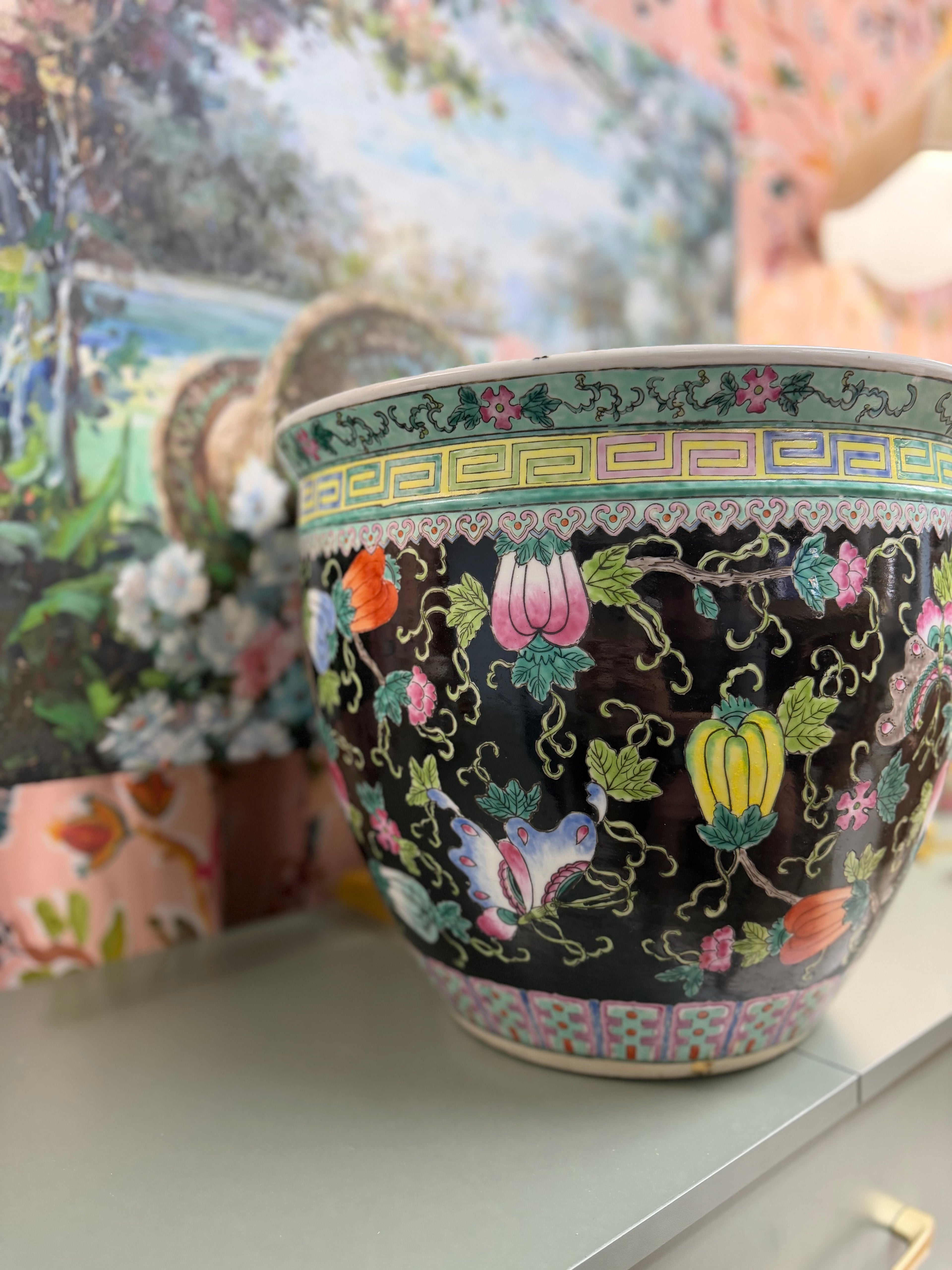 Large Famille Noir Black Butterfly Planter