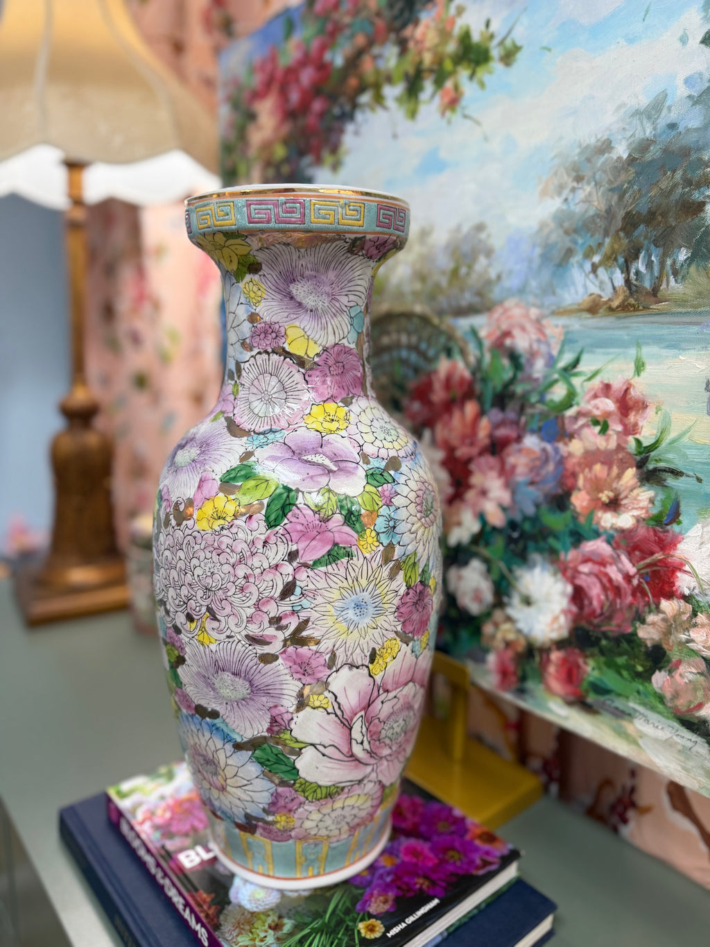 Vintage Large Golden Peony Vase