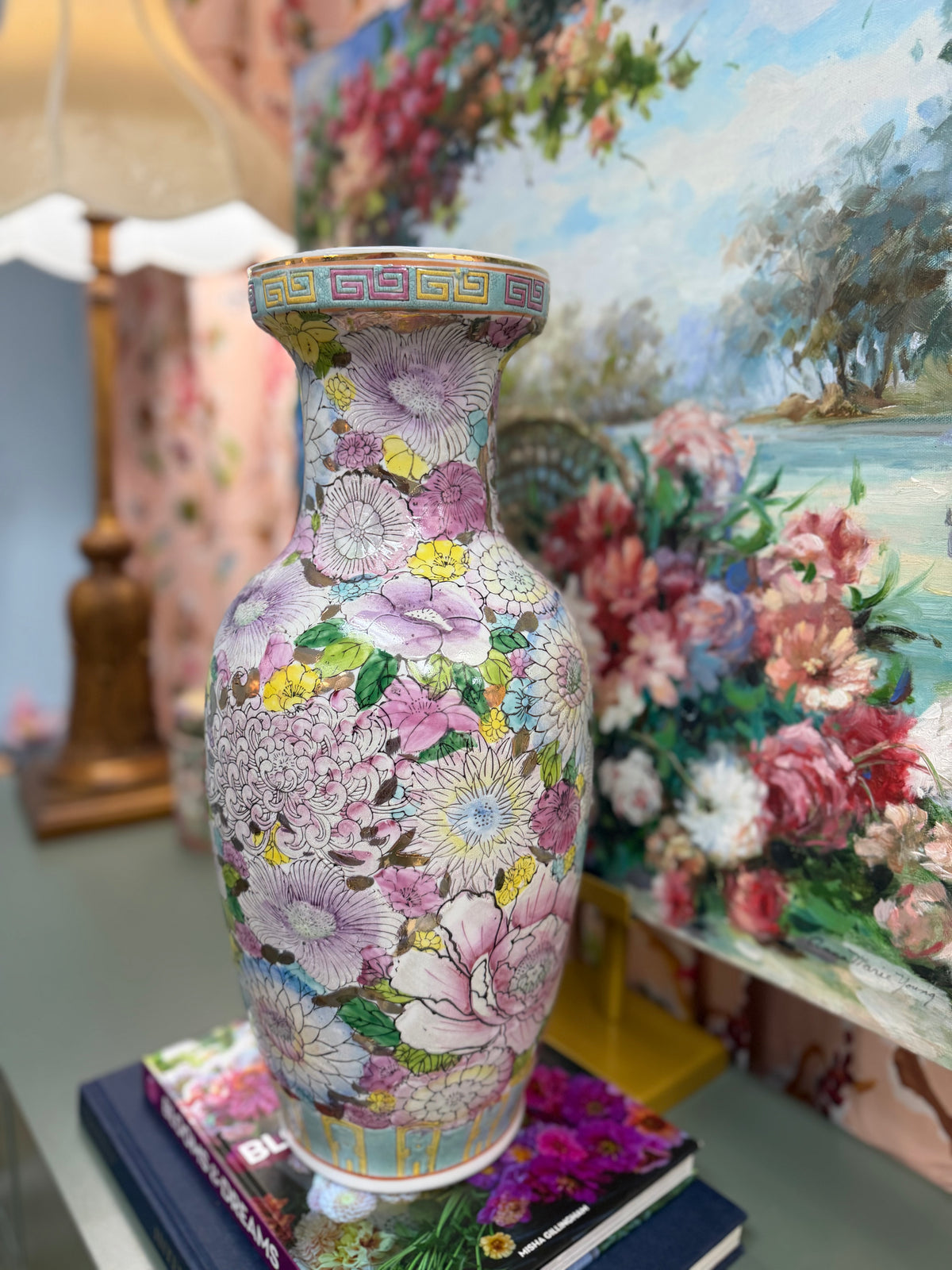 Vintage Large Golden Peony Vase