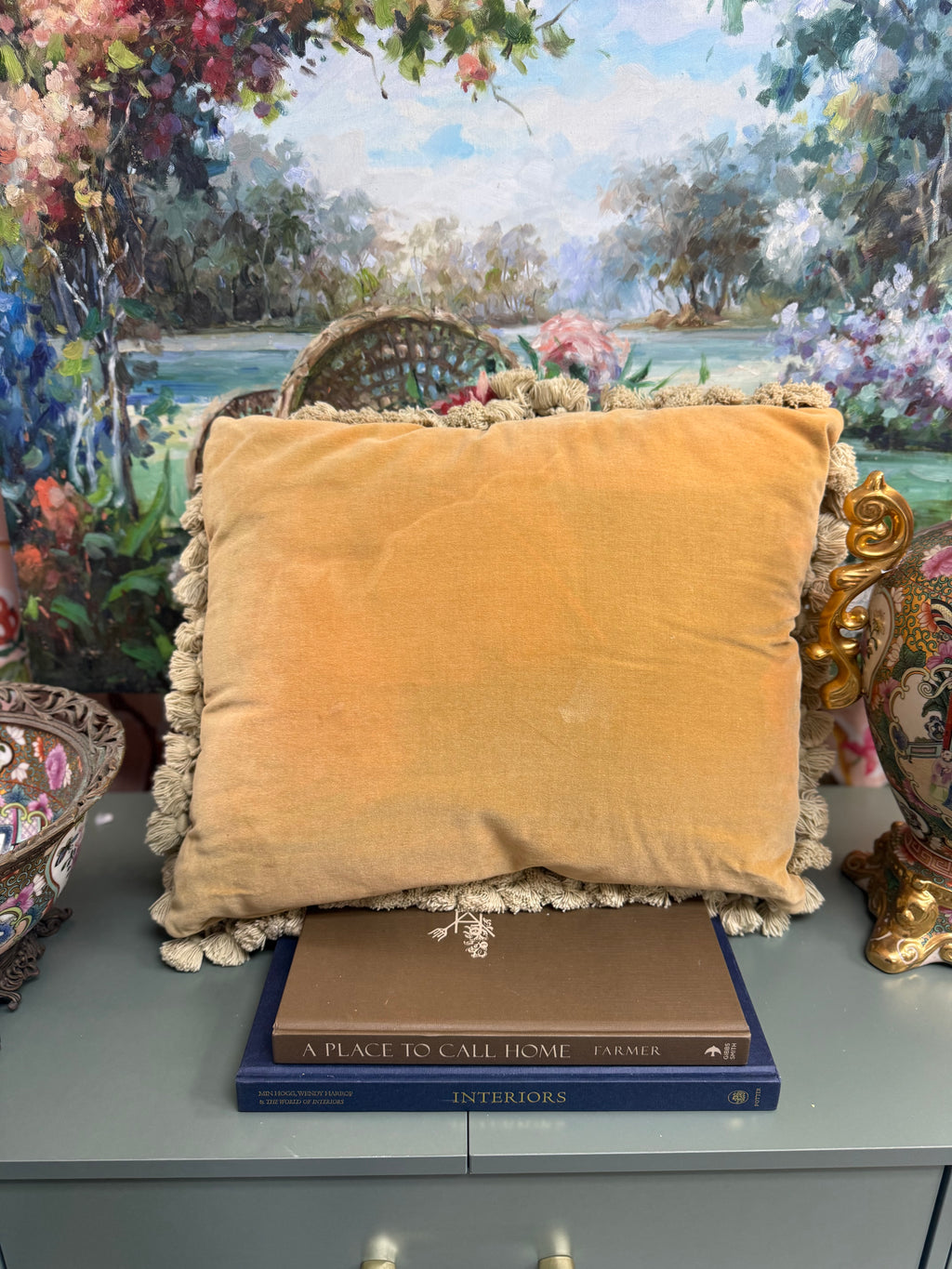 Pink Floral Needlepoint Pillow