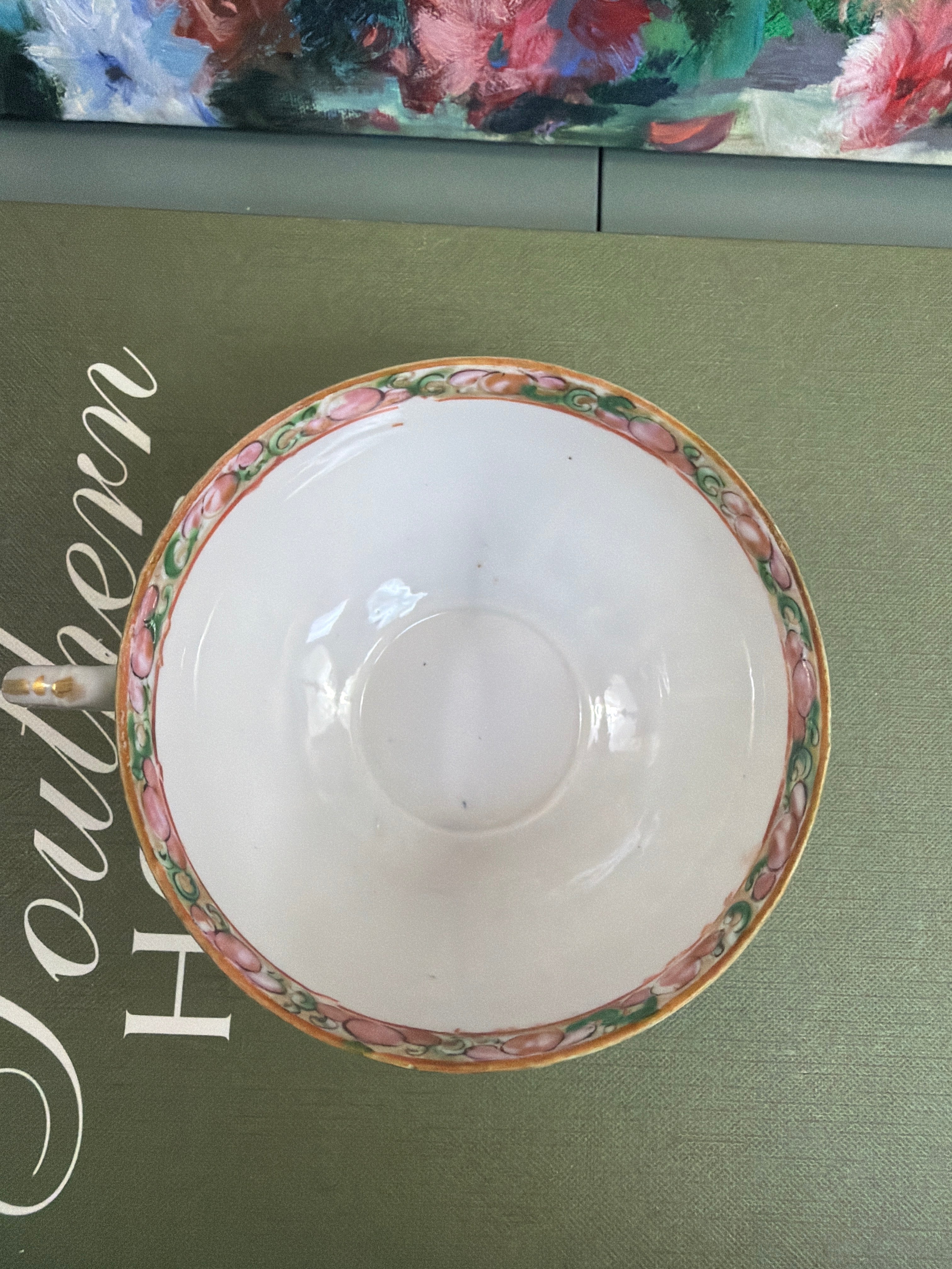 4” Rose Canton Rimmed Bok Choy Tea Cup