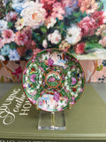 Vintage 4.5” Vibrant Rose Medallion Saucer