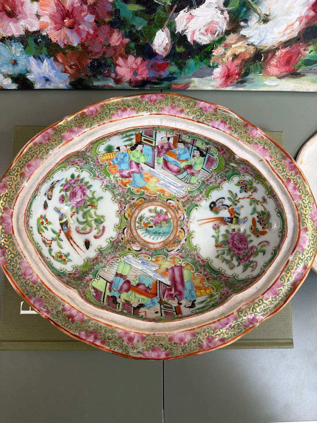 Large Antique Rose Medallion Tureen