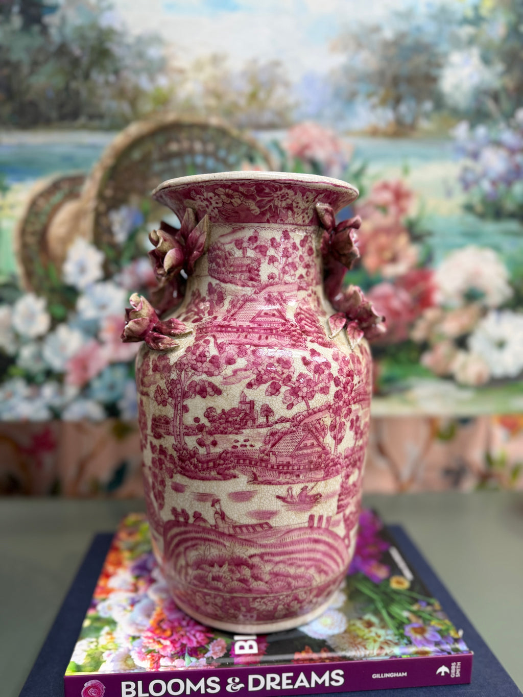 Pair of Pink and White Vases