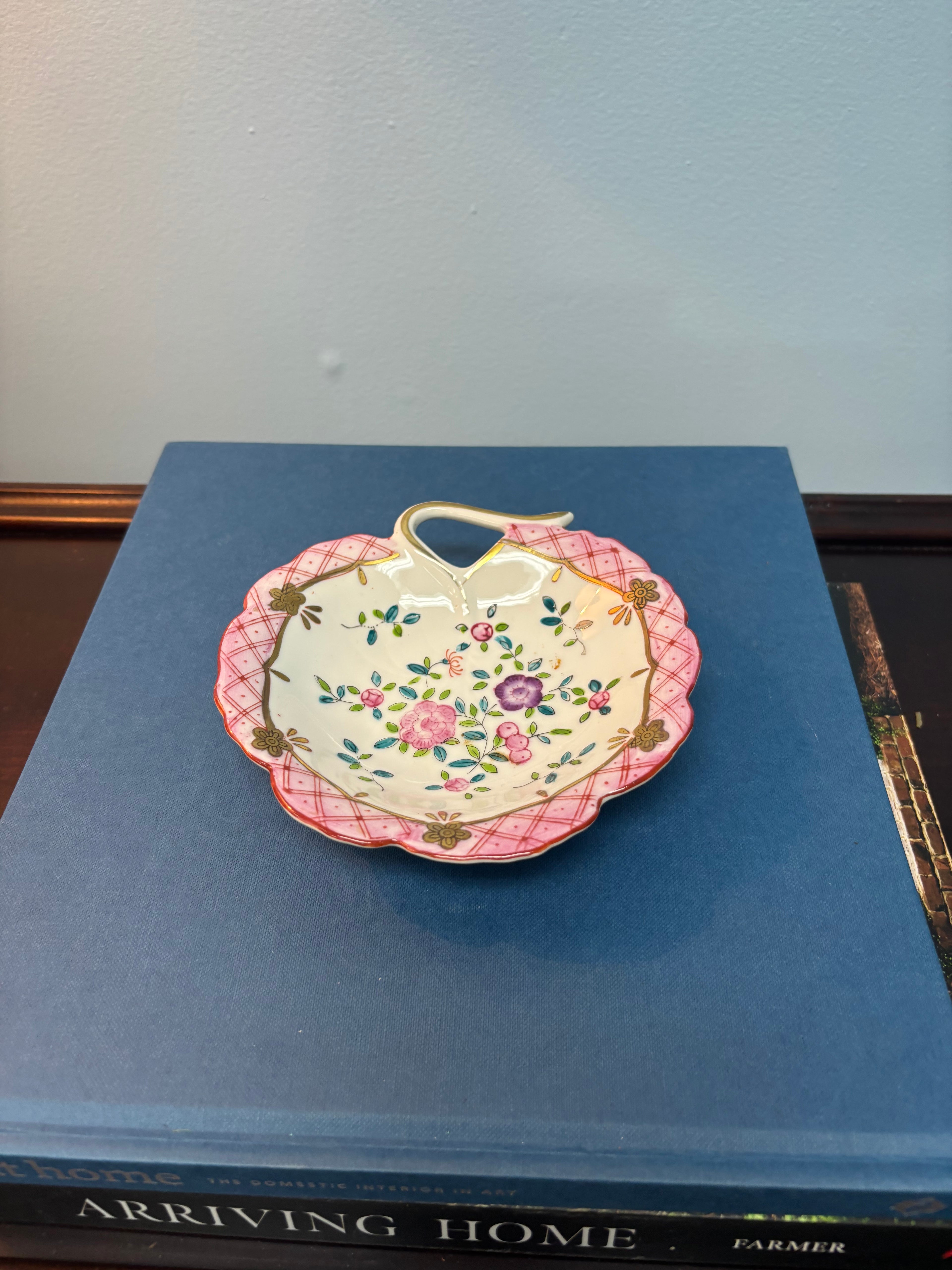Handpainted Pink Shallow Scalloped Trinket Dish