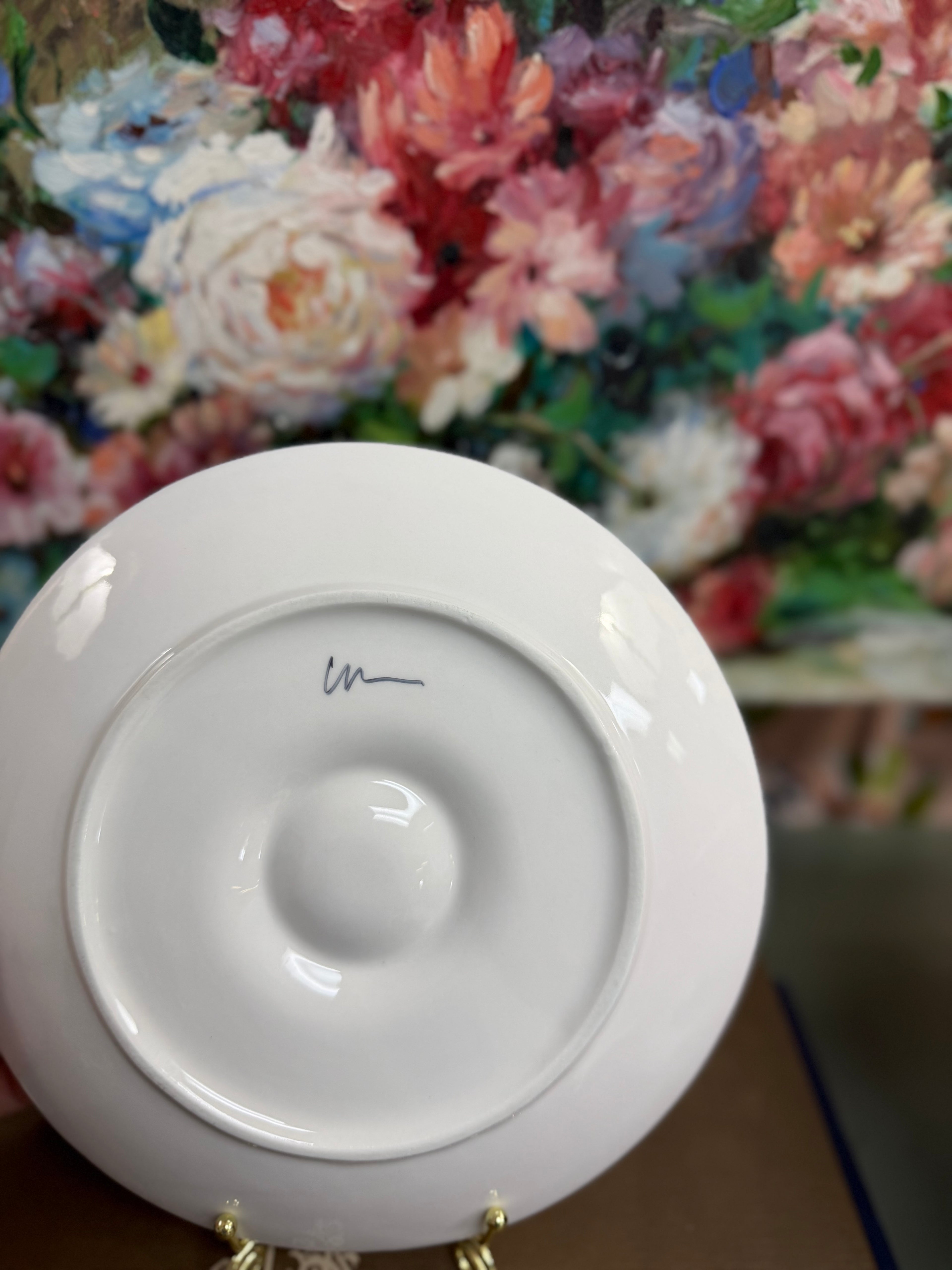 Hand Painted Bok Choy Oyster Plate