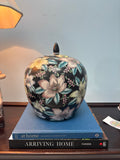 Black Floral Temple Jar