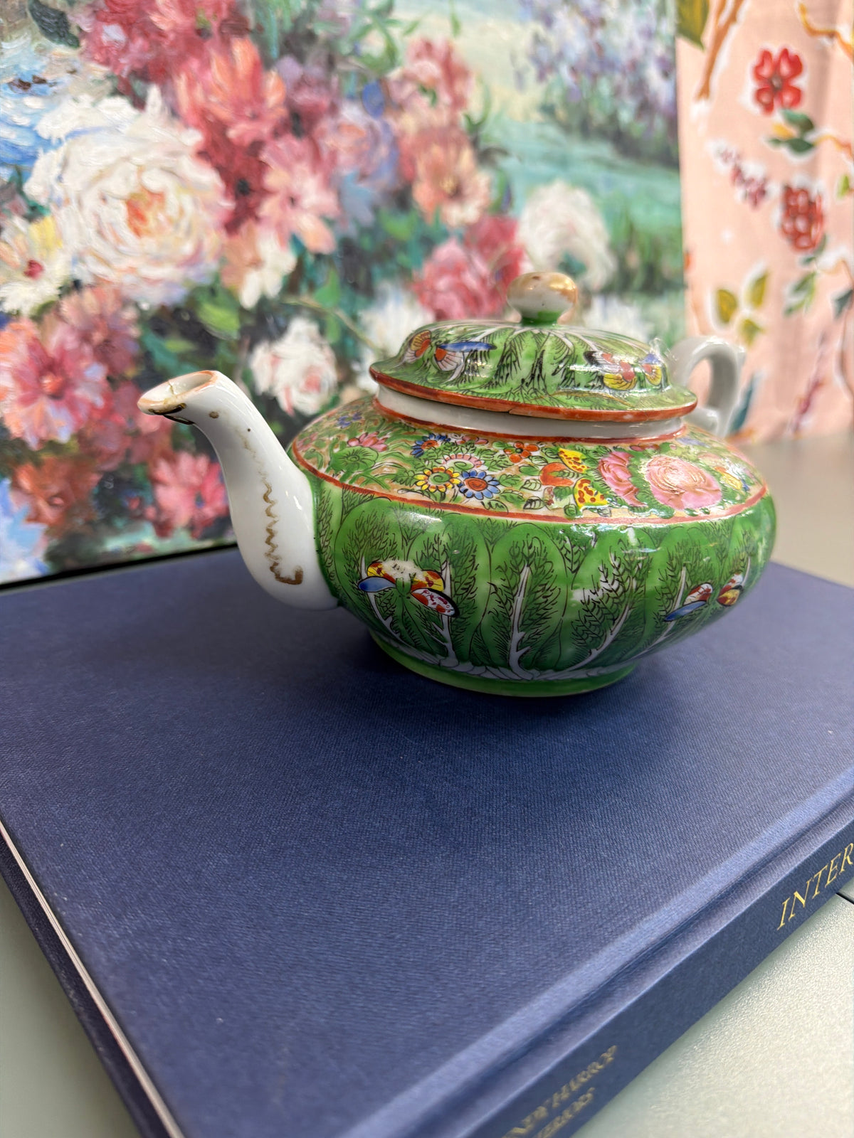 Large Antique Bok Choy Teapot *AS IS*