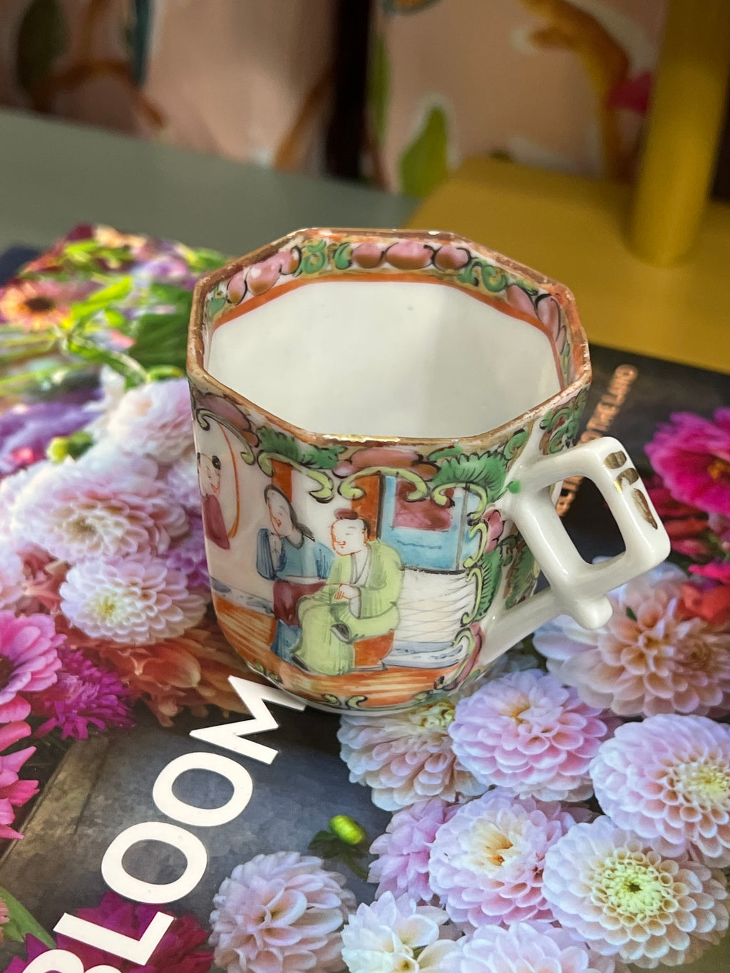 Antique Octagonal Rose Medallion Tea Cup