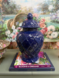 Dark Blue Large Bamboo Style Jar