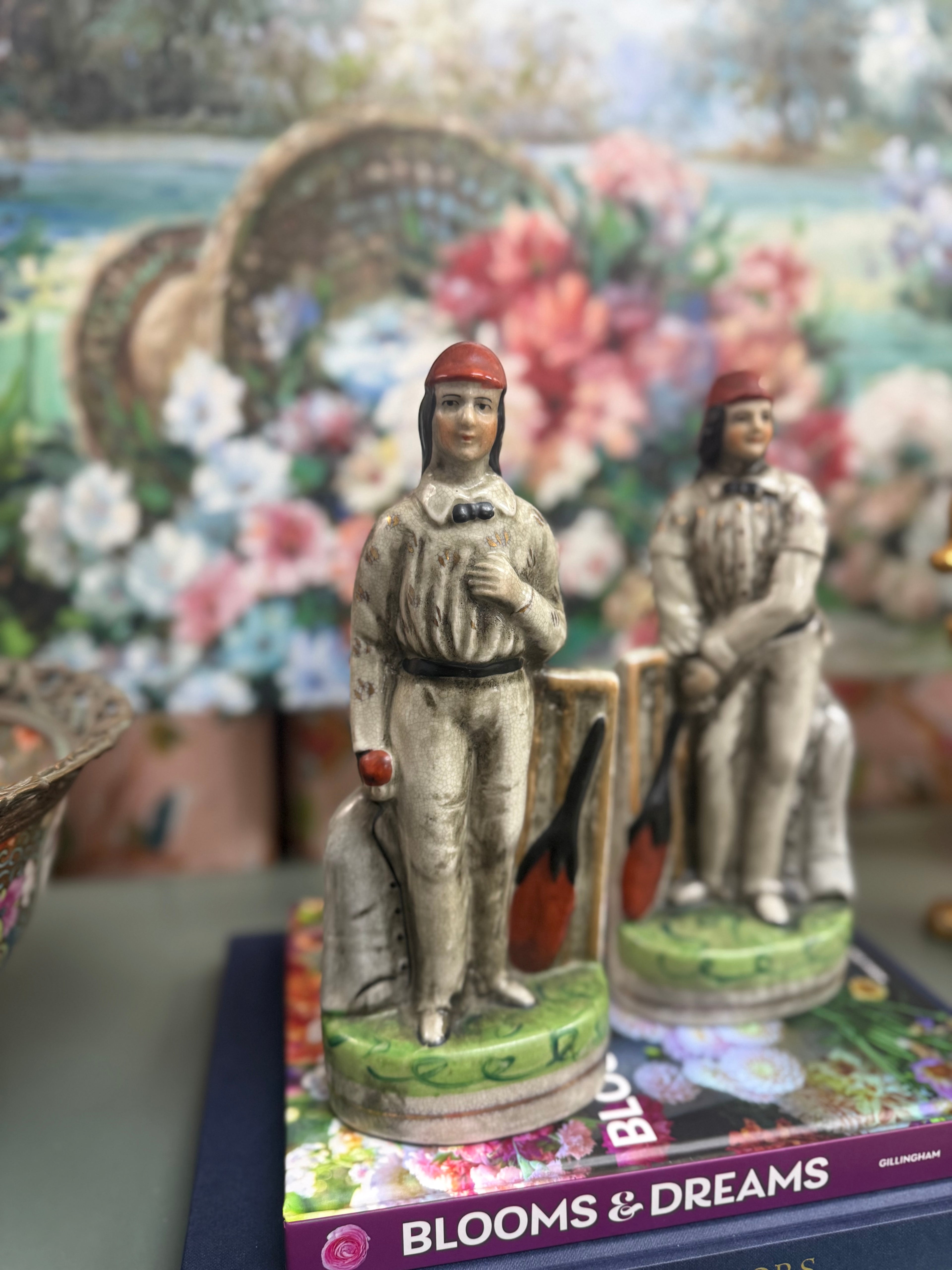 Pair of Staffordshire Cricket Figurines