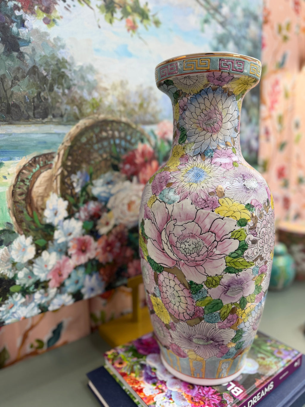 Vintage Large Golden Peony Vase