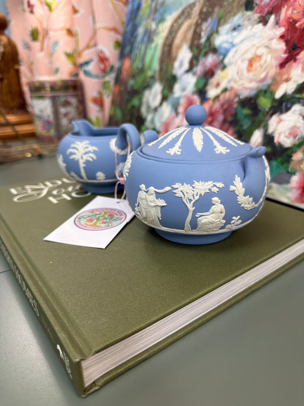 Blue Wedgwood Creamer and Sugar Set