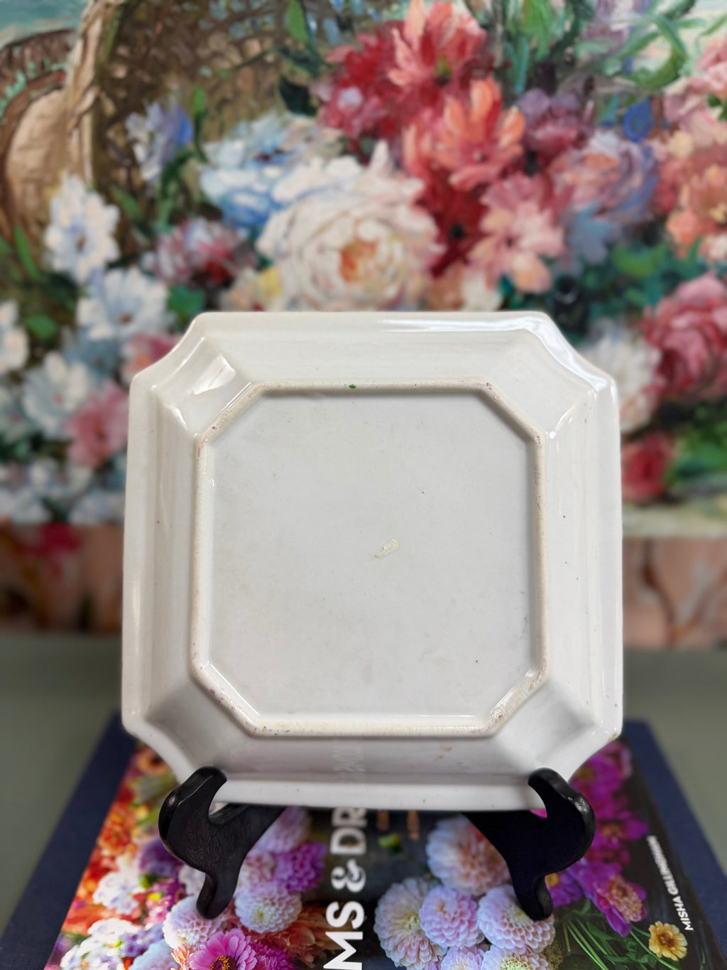 Vintage Squared Off Rose Medallion Trinket Dish