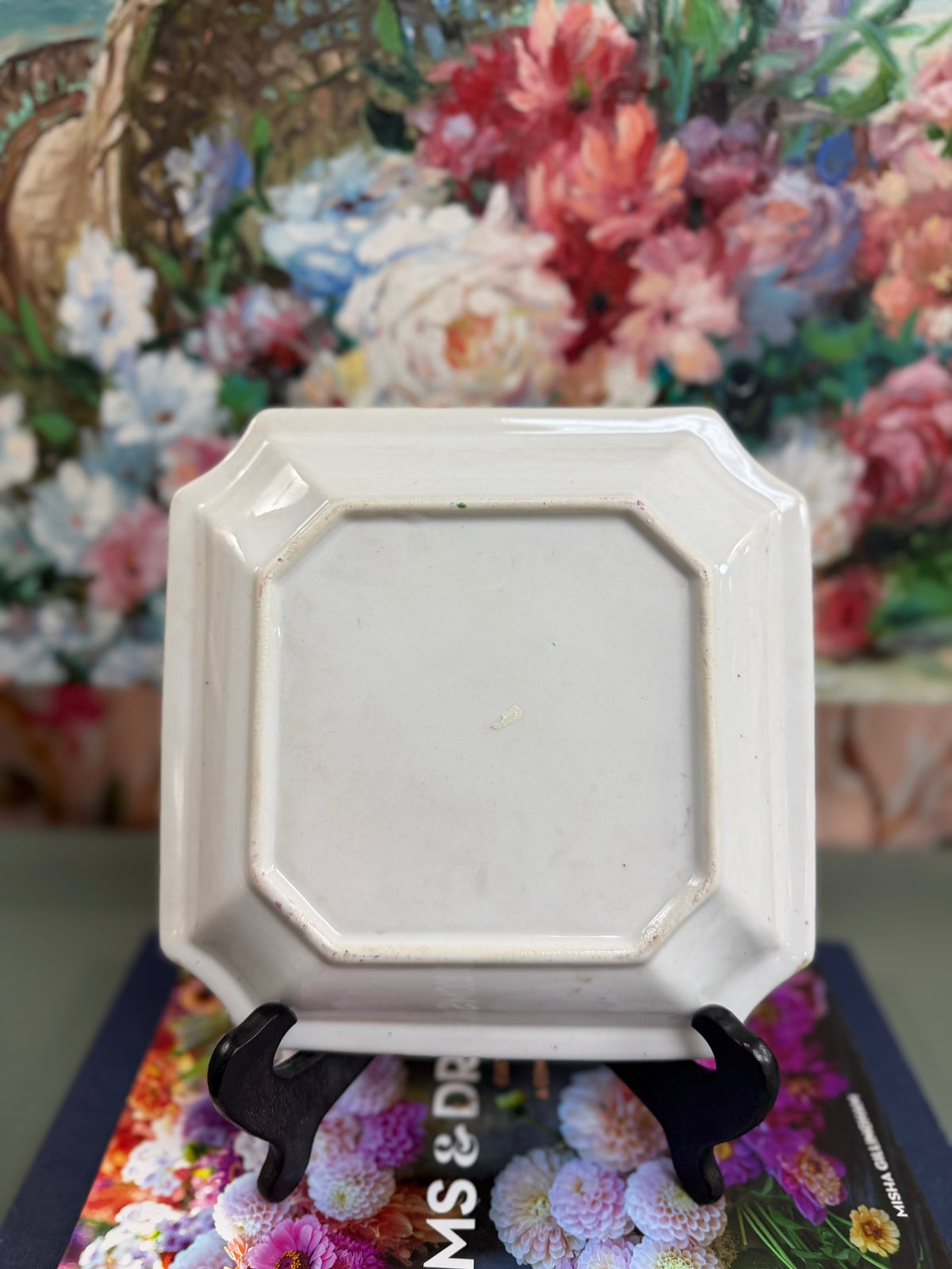 Vintage Squared Off Rose Medallion Trinket Dish