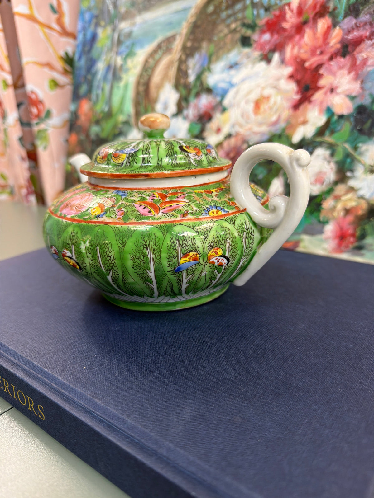 Large Antique Bok Choy Teapot *AS IS*