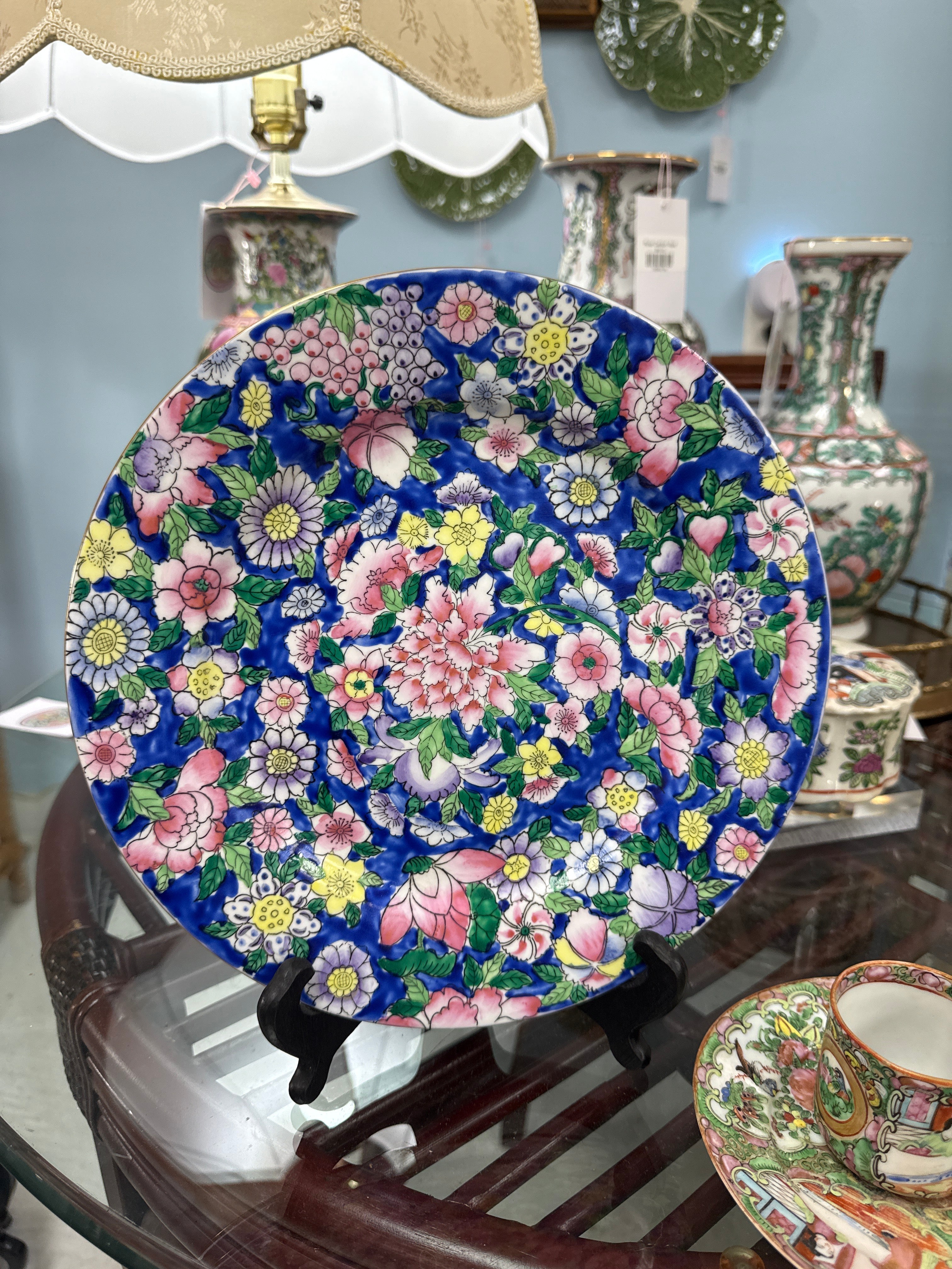 Blue Floral Design Plate