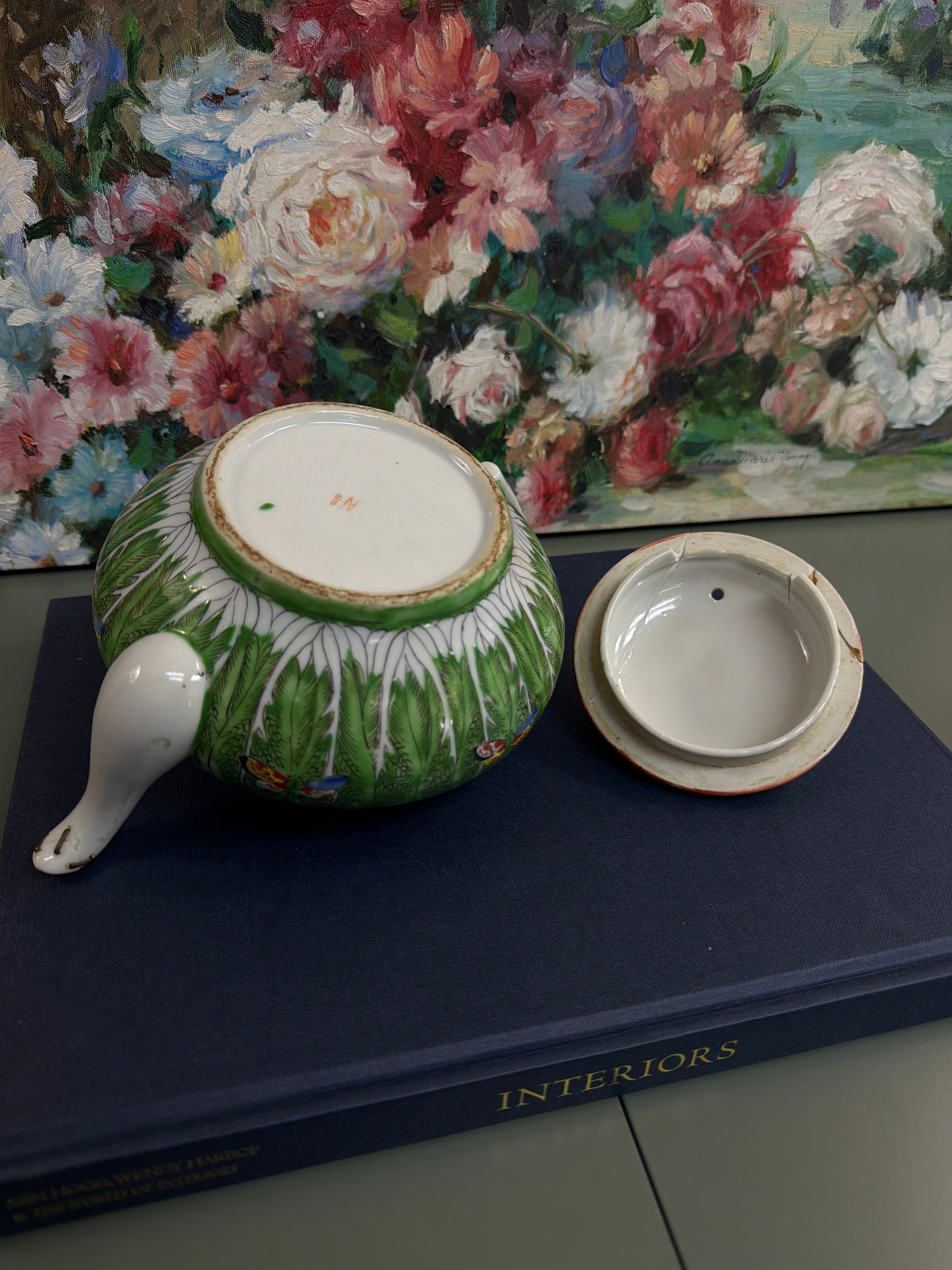 Large Antique Bok Choy Teapot *AS IS*