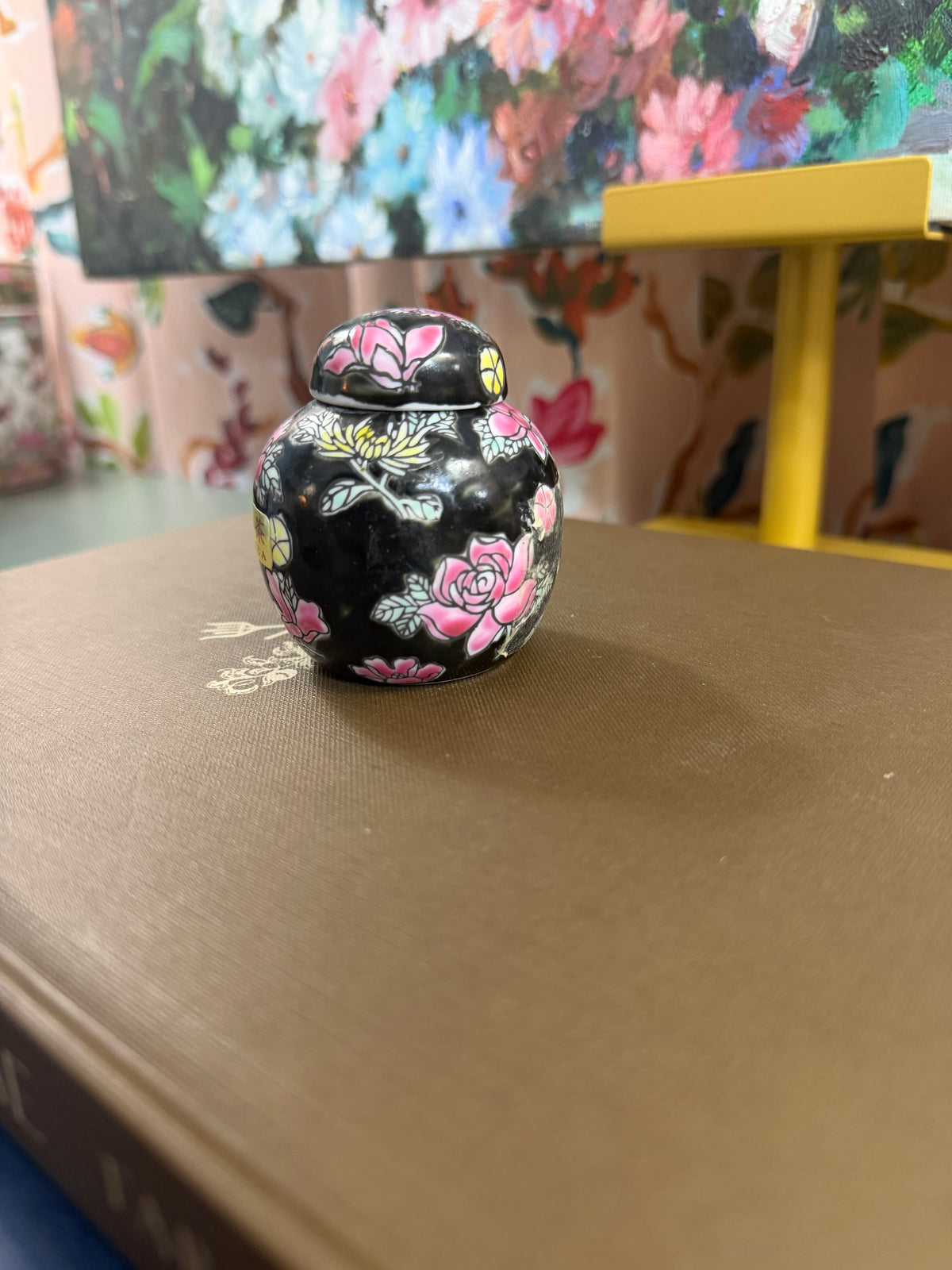 Mini Black Floral Ginger Jar