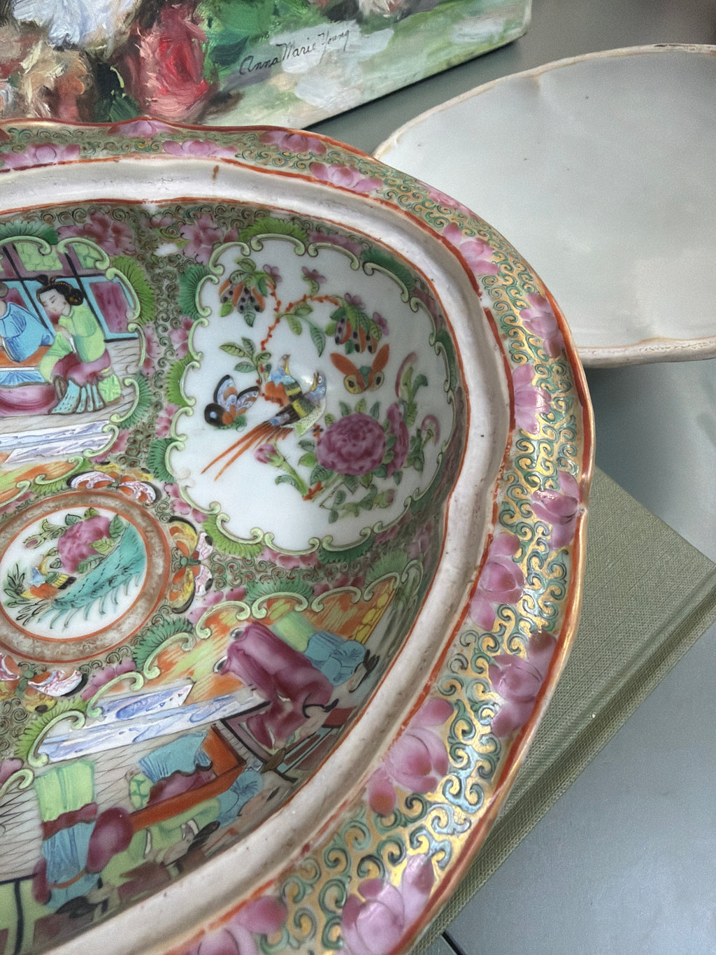 Large Antique Rose Medallion Tureen