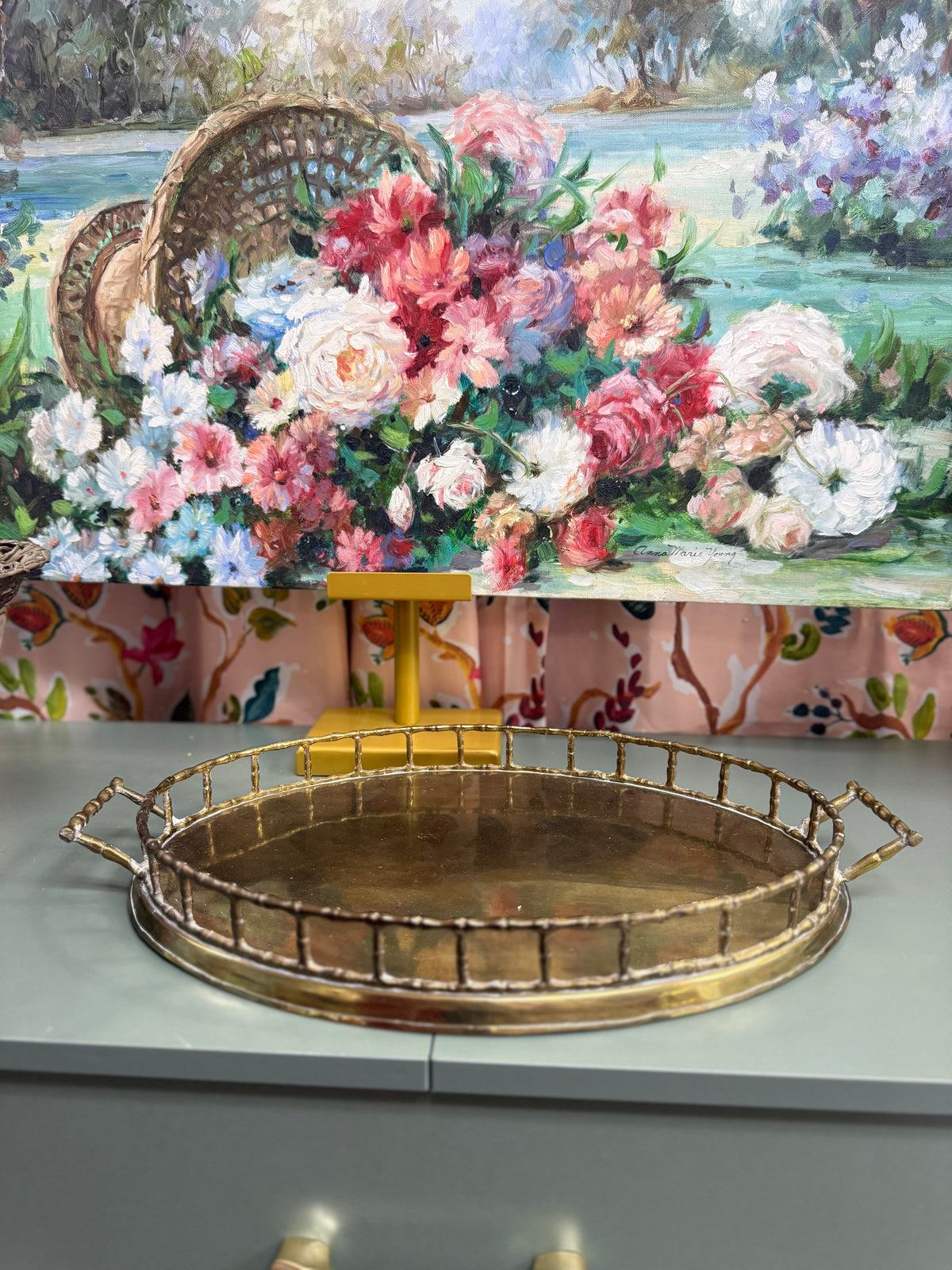 17 Inch Brass Bamboo Tray